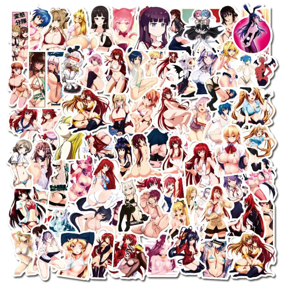 100pcs anime girls Decal Stickers | Hot Waifu stickers Decal Stickers | For  suitcase laptop Car Truck Waterproof Car stickers