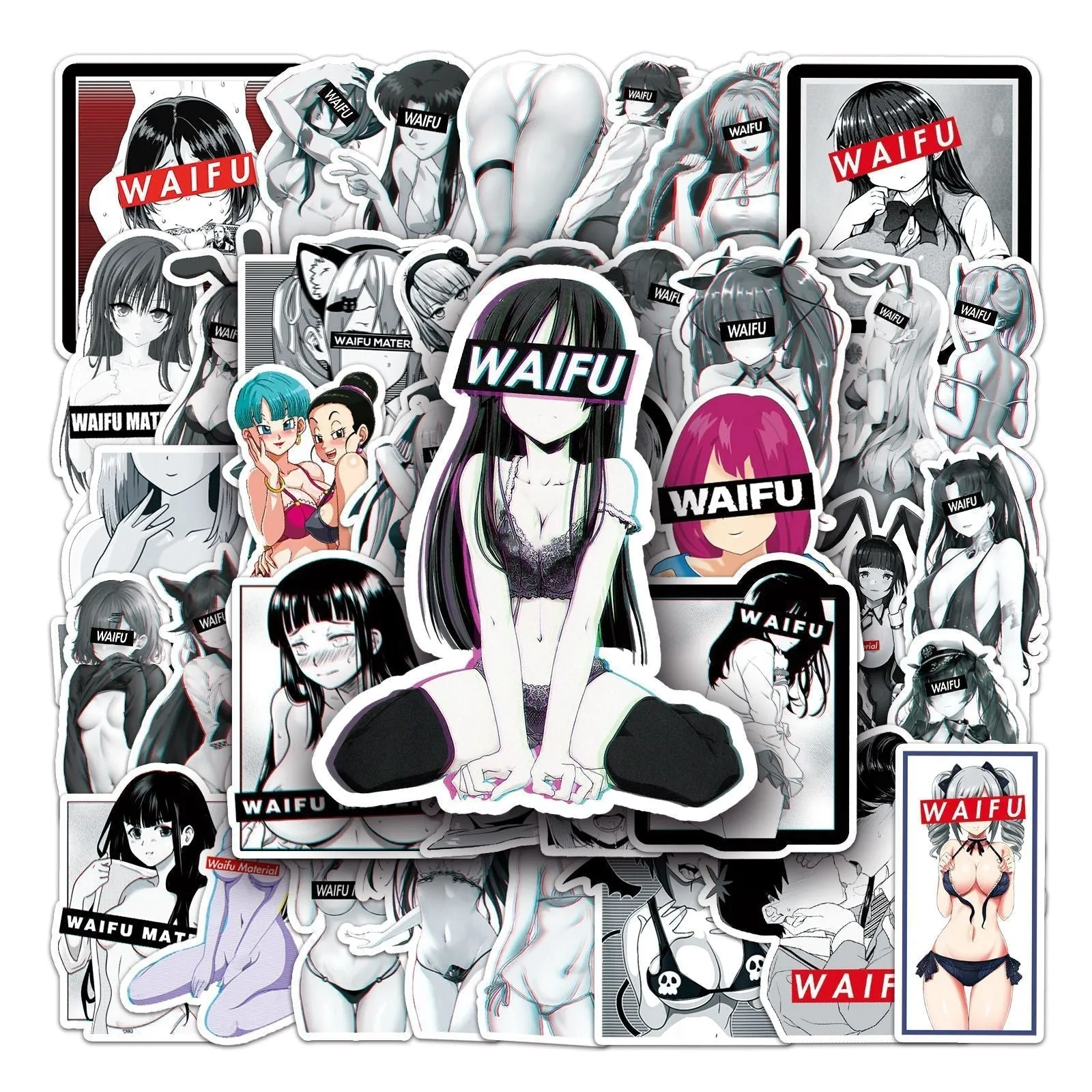 100pcs Lewd anime Decal Stickers | beauty girl Waifu stickers Decal Stickers | For  suitcase laptop Car Truck Waterproof Car stickers