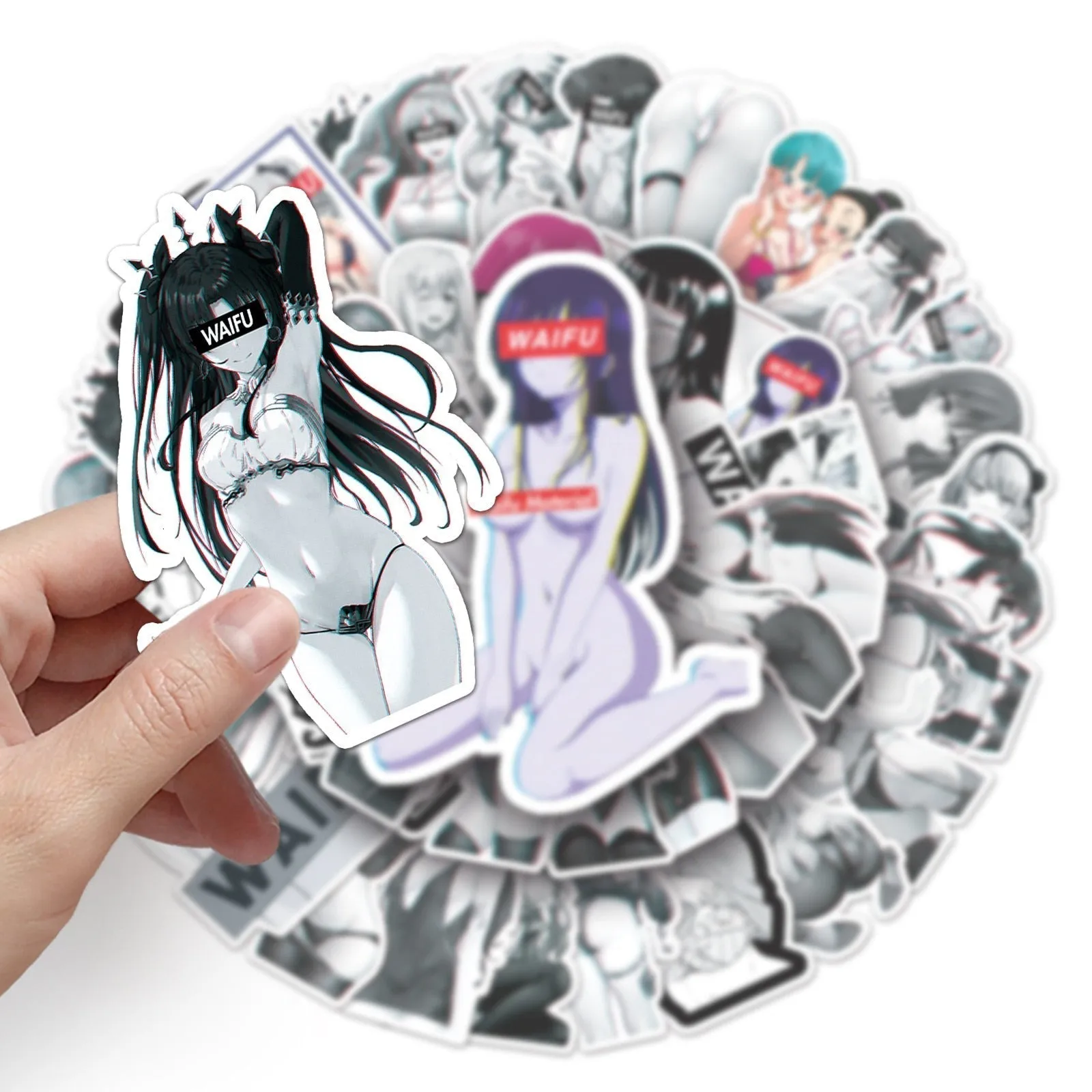 100pcs Lewd anime Decal Stickers | beauty girl Waifu stickers Decal Stickers | For  suitcase laptop Car Truck Waterproof Car stickers