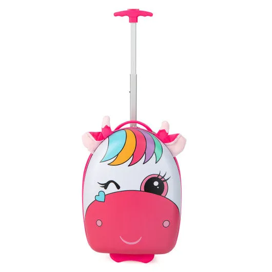 16 Inch Kids Rolling Luggage with 2 Flashing Wheels and Telescoping Handle-Pink