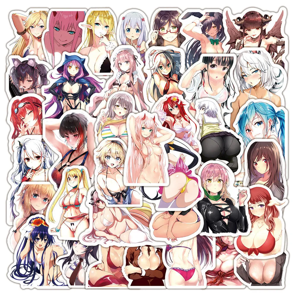 200pcs Hot anime Decal Stickers | beauty girl Waifu stickers Decal Stickers | For  suitcase laptop Car Truck Waterproof Car stickers