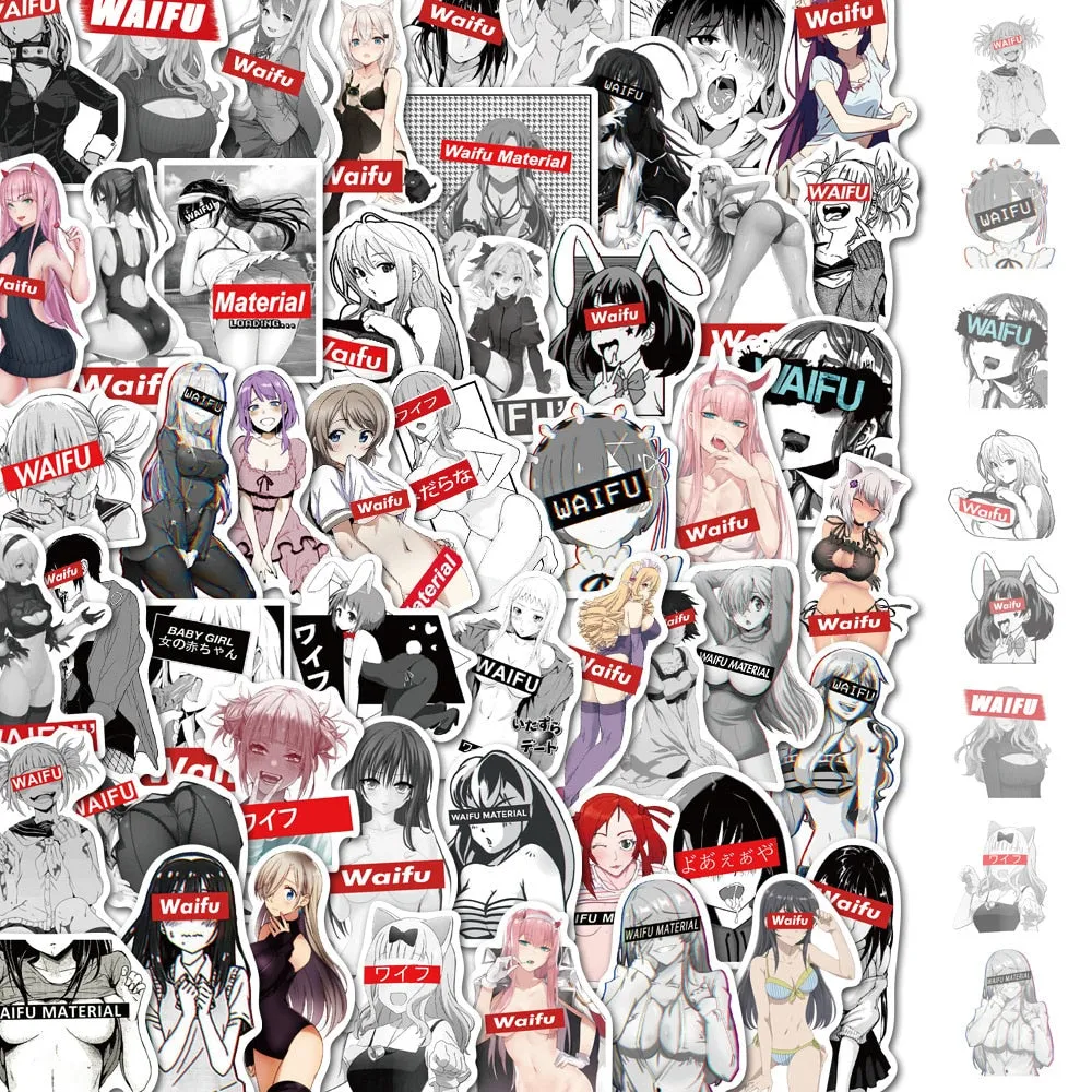 50pcs anime Decal Stickers | Hot girl Waifu stickers Decal Stickers | For  suitcase laptop Car Truck Waterproof Car stickers