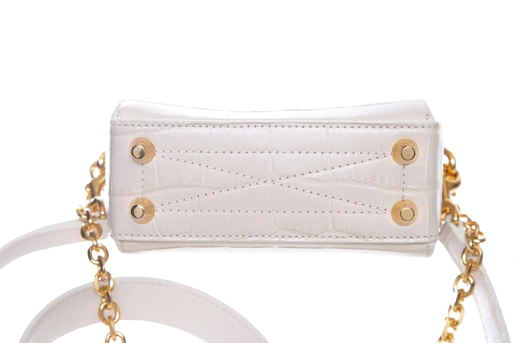 Alexander McQueen Beige Croc Embossed Handbag