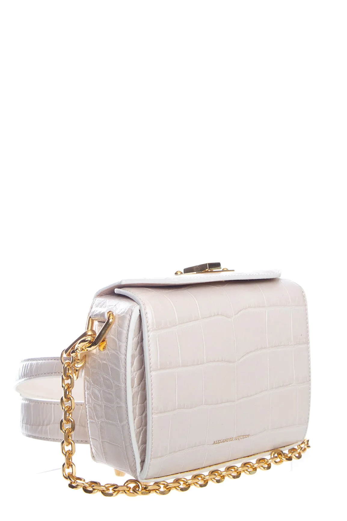 Alexander McQueen Beige Croc Embossed Handbag