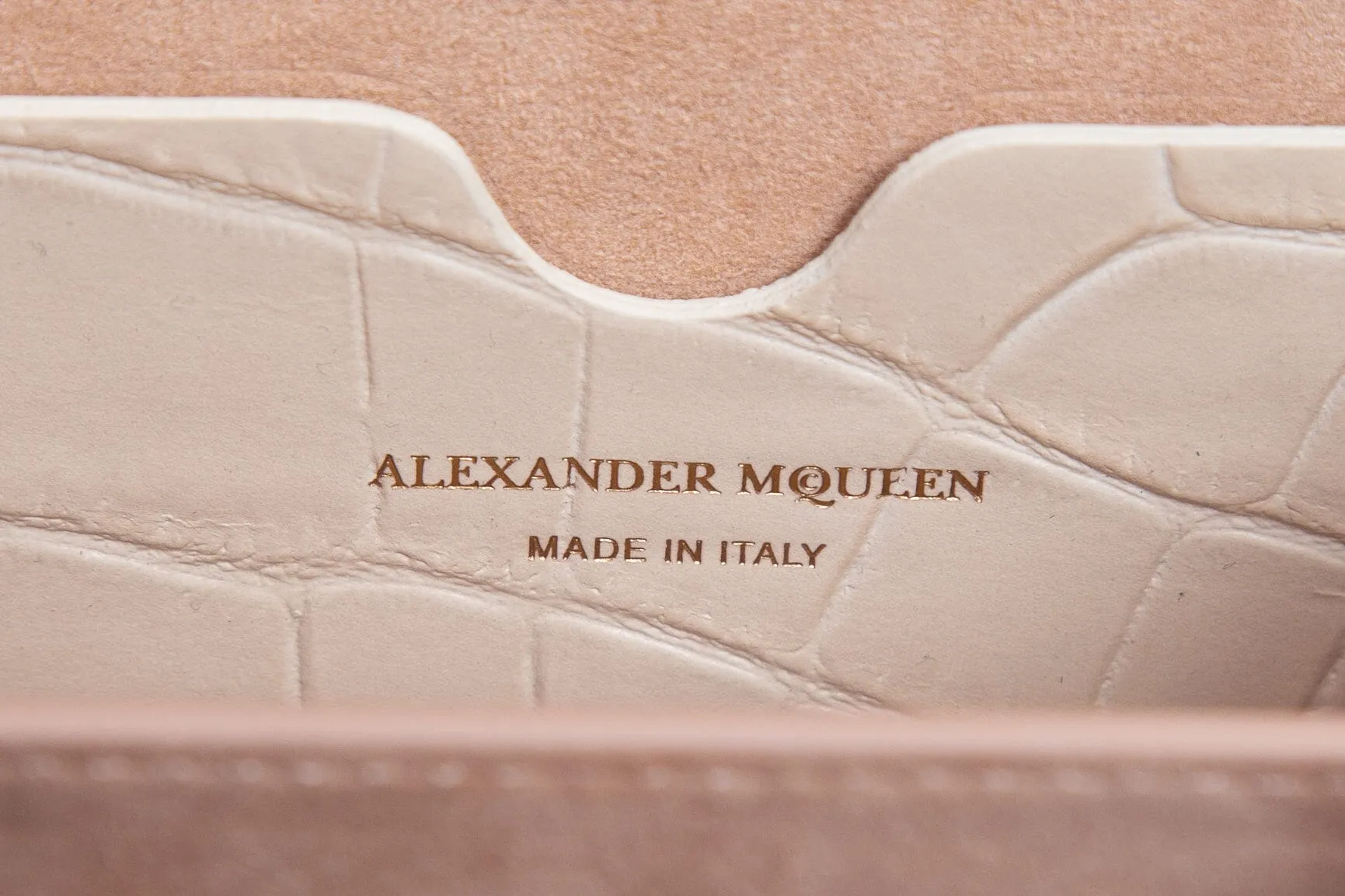 Alexander McQueen Beige Croc Embossed Handbag