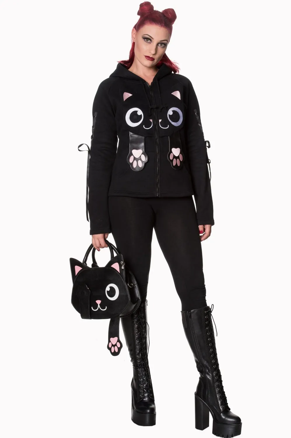 Banned Alternative Black Cat Bag Of Tricks Handbag