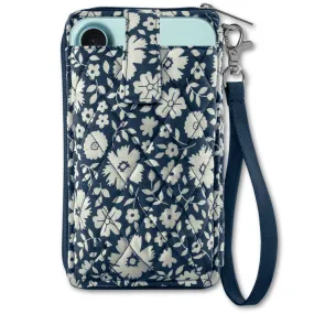 Bicolor Floral Navy Cell Phone Wristlet