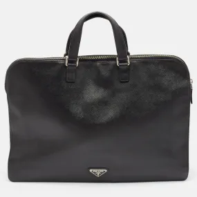 Black Saffiano Leather Briefcase Laptop Bag