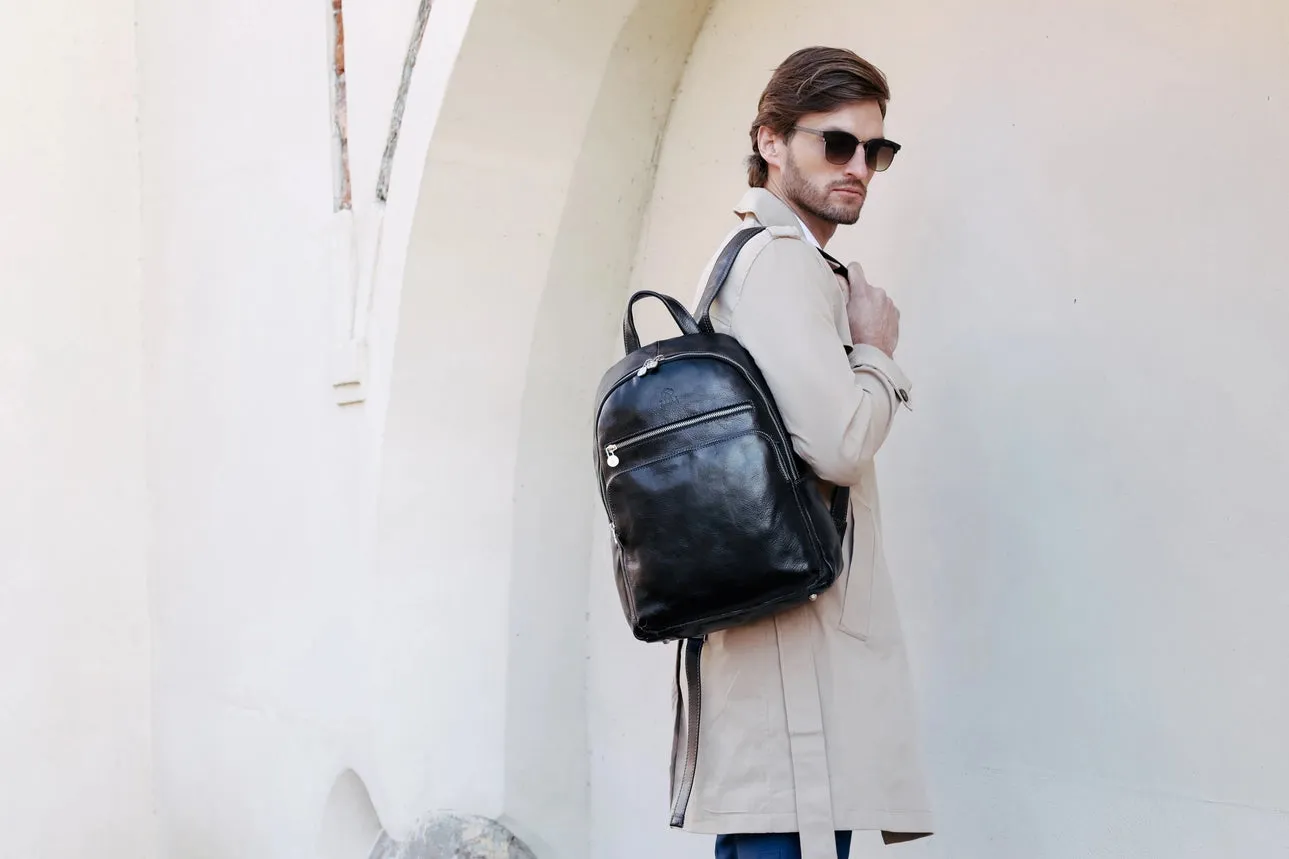 Brown Leather Backpack - I, Claudius Black