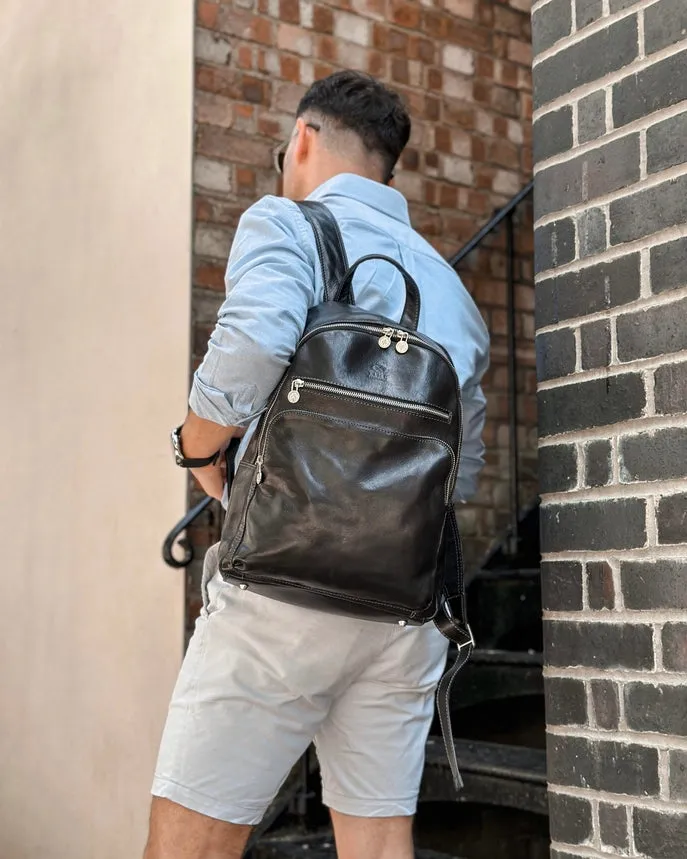 Brown Leather Backpack - I, Claudius Black