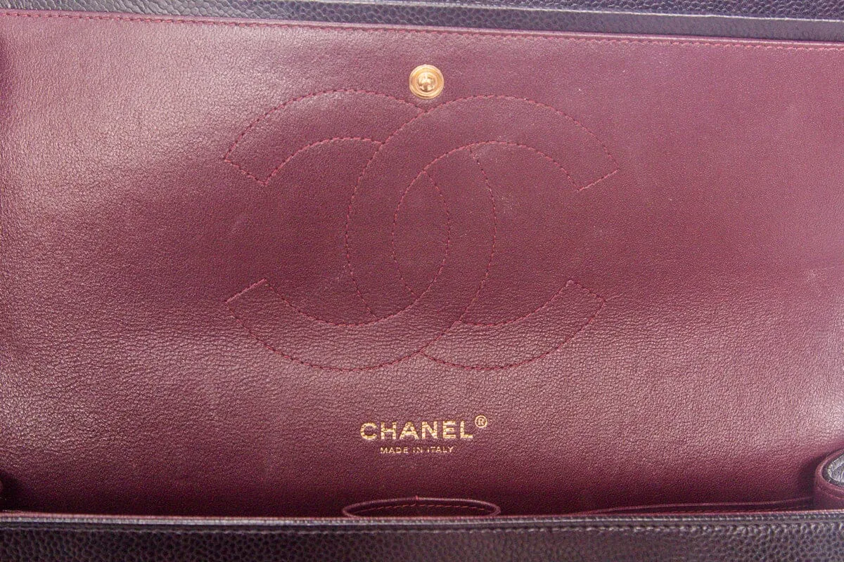 Chanel Black Caviar Classic Jumbo  Double Flap GHW Handbag