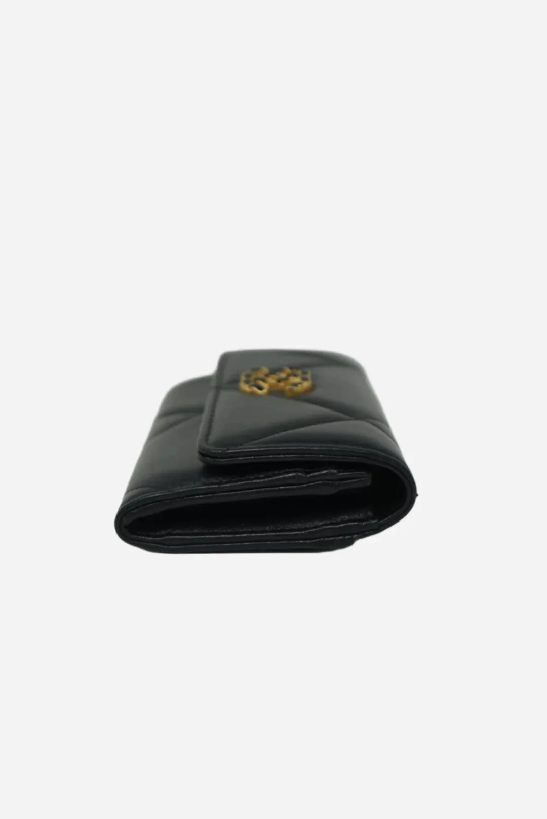 Chanel Black Lambskin 19 Flap Wallet 2023