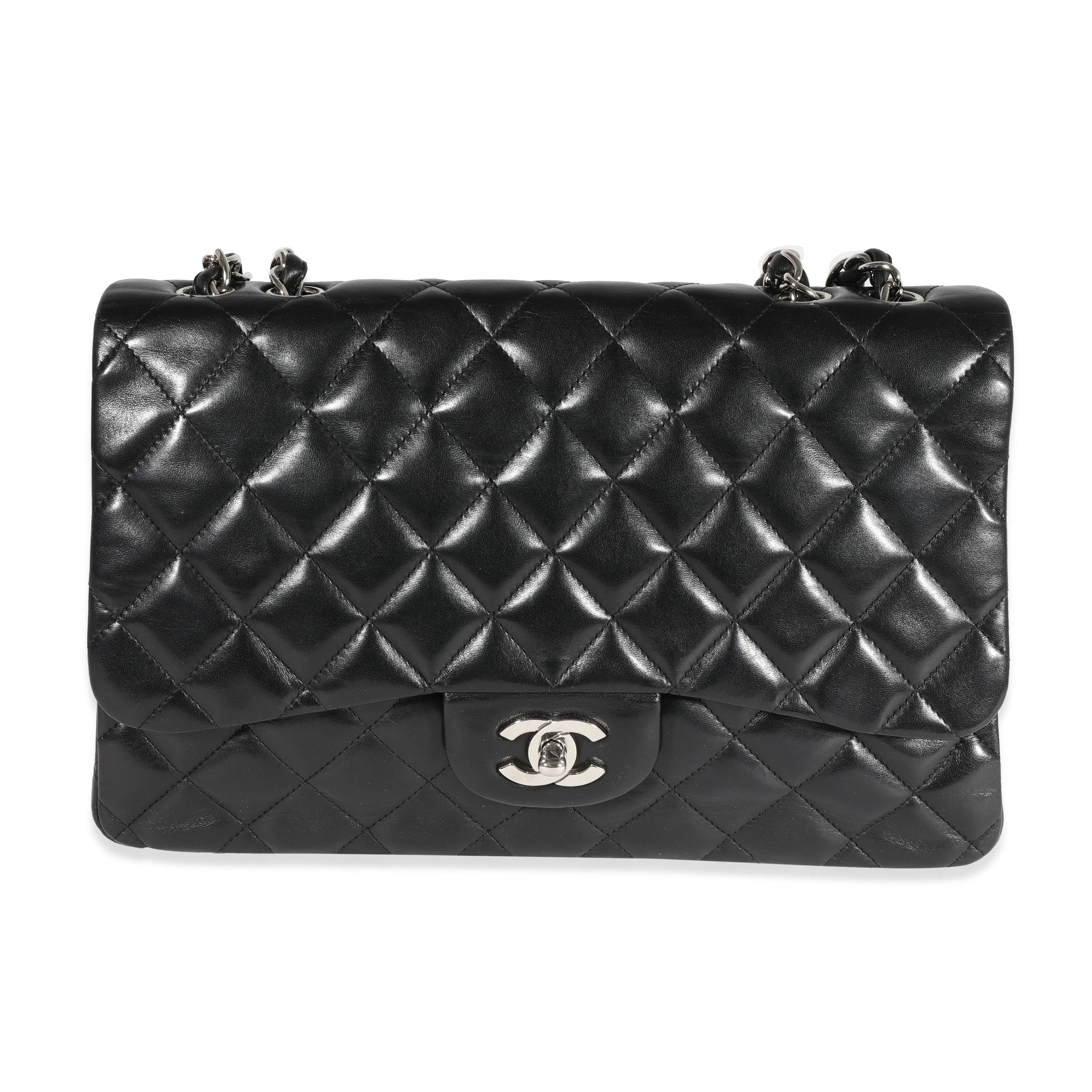 CHANEL Black Quilted Lambskin Jumbo Classic Single New Bag