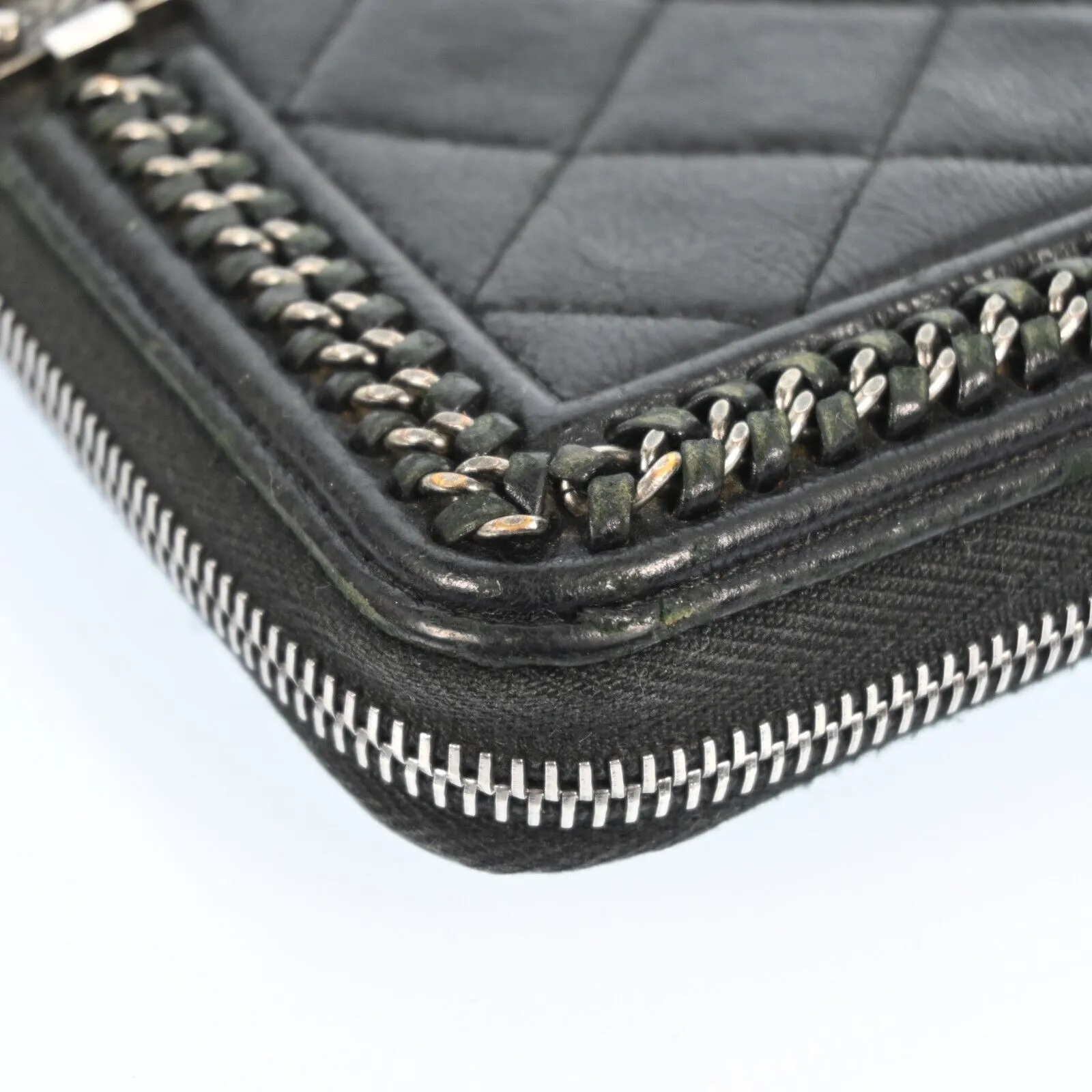 Chanel Boy Black Leather Zippy Long