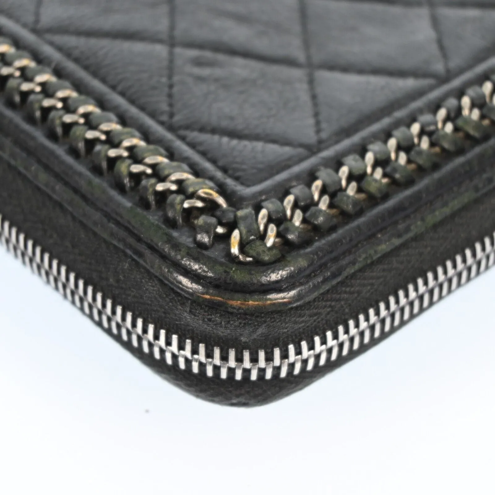 Chanel Boy Black Leather Zippy Long