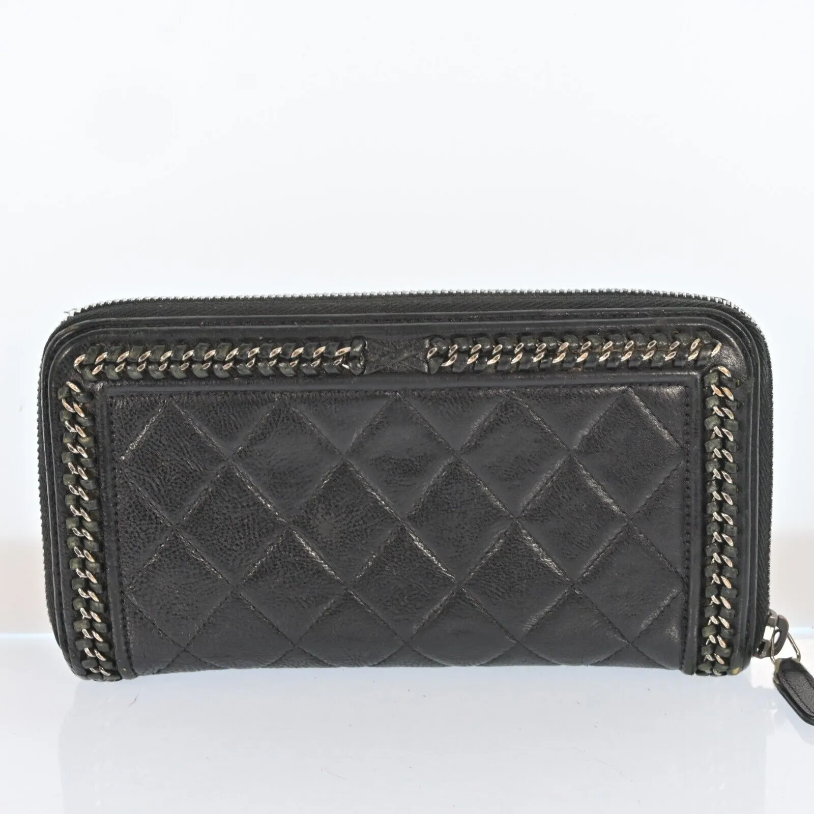 Chanel Boy Black Leather Zippy Long