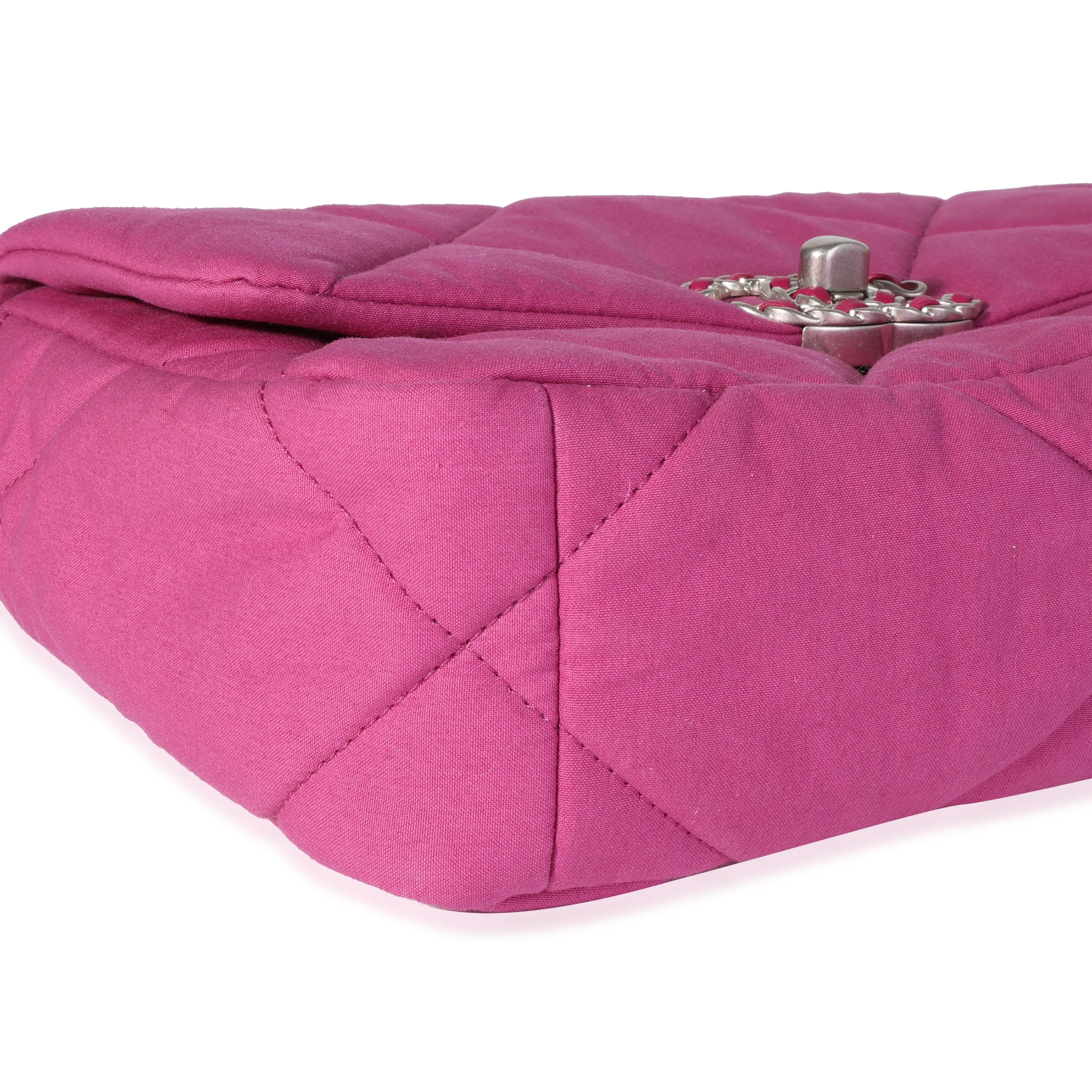 CHANEL Fuchsia Quilted Cotton Medium 19 New Bag