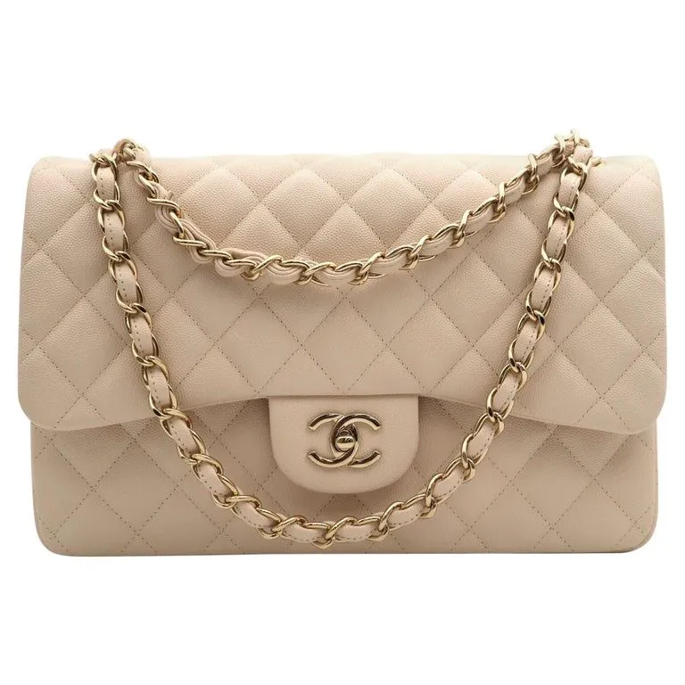 Chanel Large Classic Handbag Beige