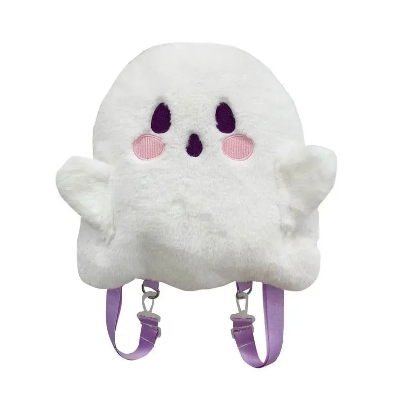 Cute Ghost-Themed Plush Backpack | Soft and Stylish Kawaii Bag