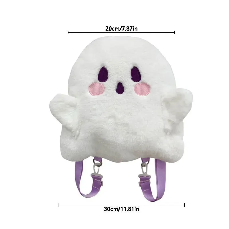 Cute Ghost-Themed Plush Backpack | Soft and Stylish Kawaii Bag