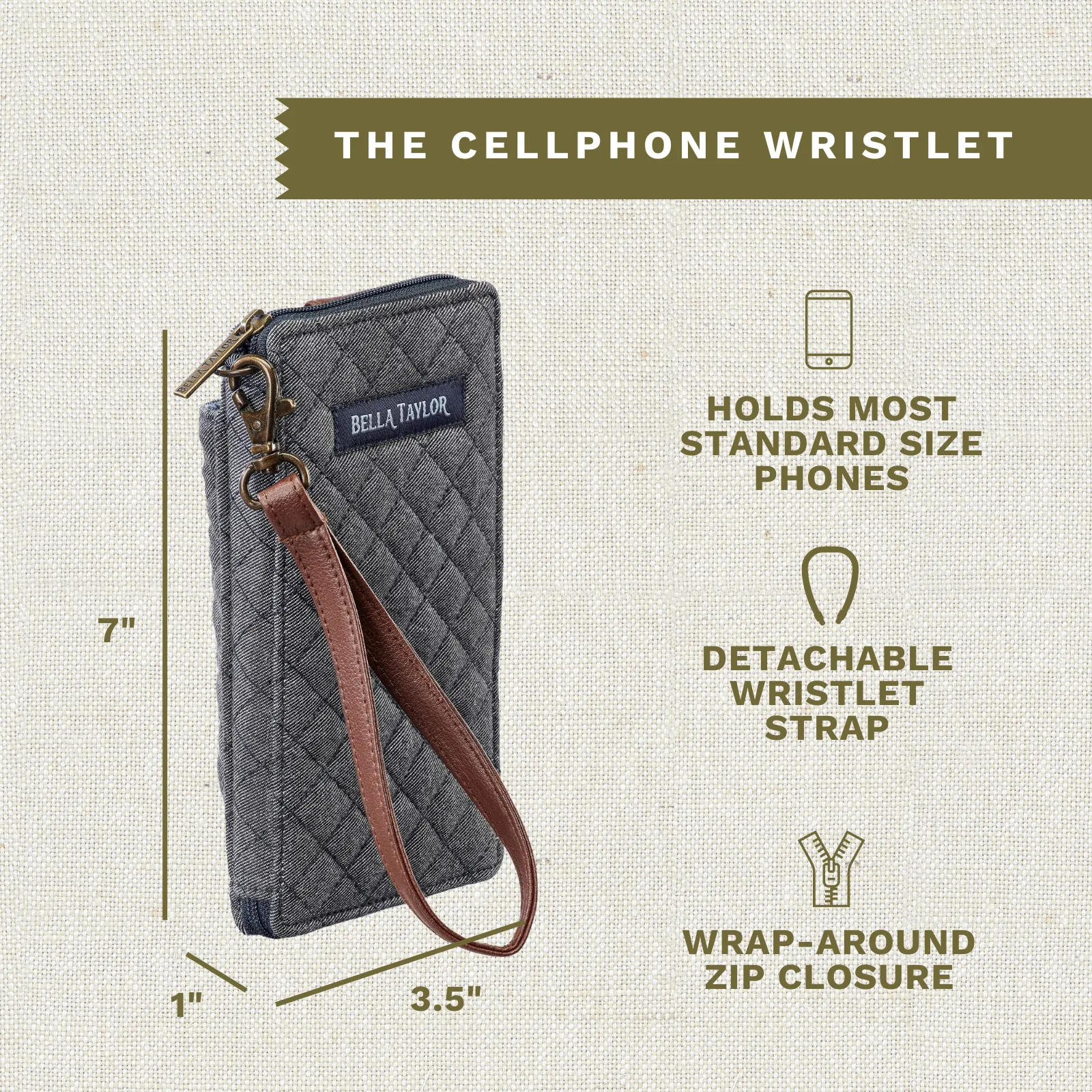 Dark Denim RFID Cell Phone Wristlet