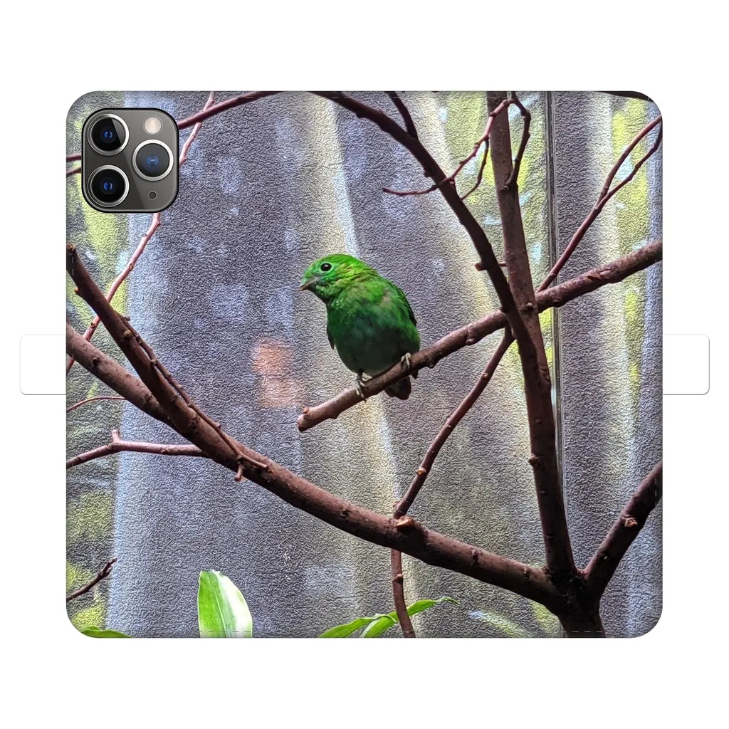 Green Bird Fully Printed Wallet Cases