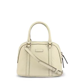 Gucci Elegant White Leather Tote Bag with Removable Shoulder Strap