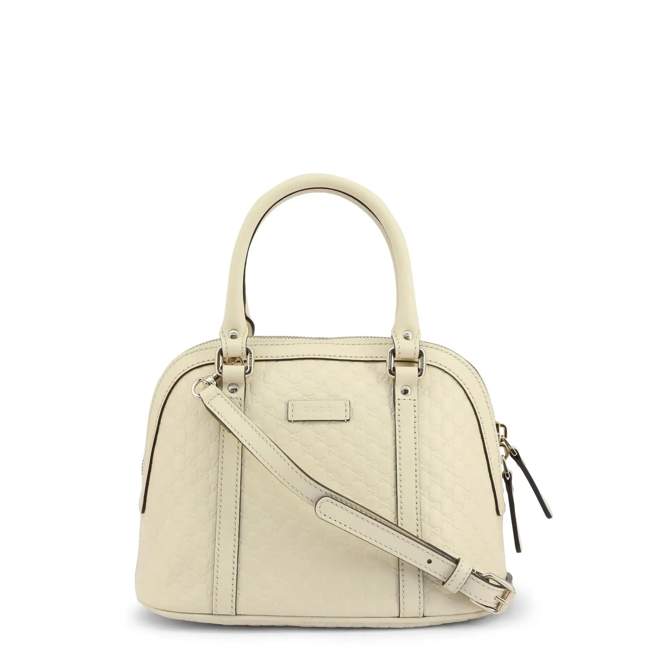 Gucci Elegant White Leather Tote Bag with Removable Shoulder Strap