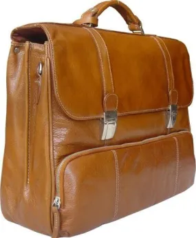 HIDEONLINE HAND CRAFTED TAN LEATHER BRIEFCASE