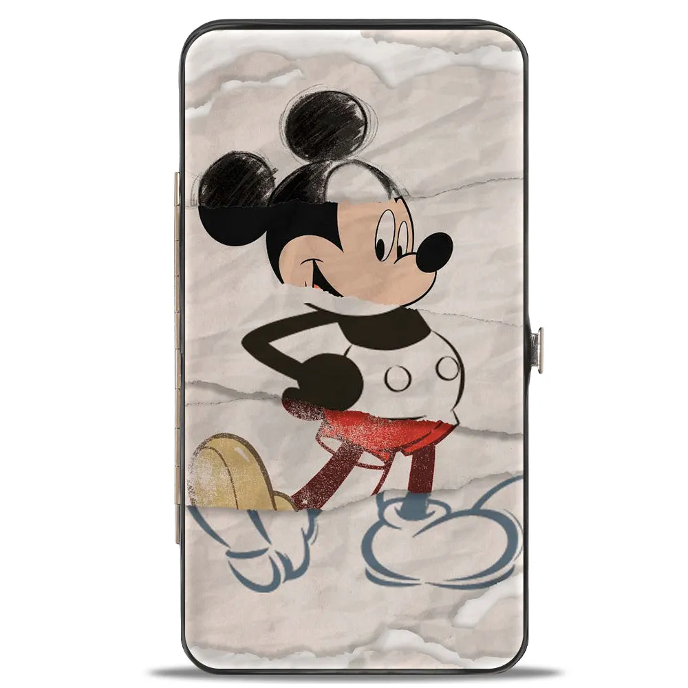 Hinged Wallet - Mickey Mouse Standing Pose Modern   Retro Sketches