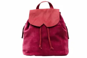 Leather Backpack - Red Suede in Leather