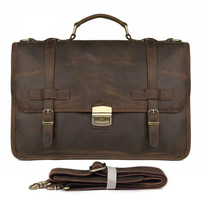 Luxury Leather Briefcase Male Genuine Leather Business