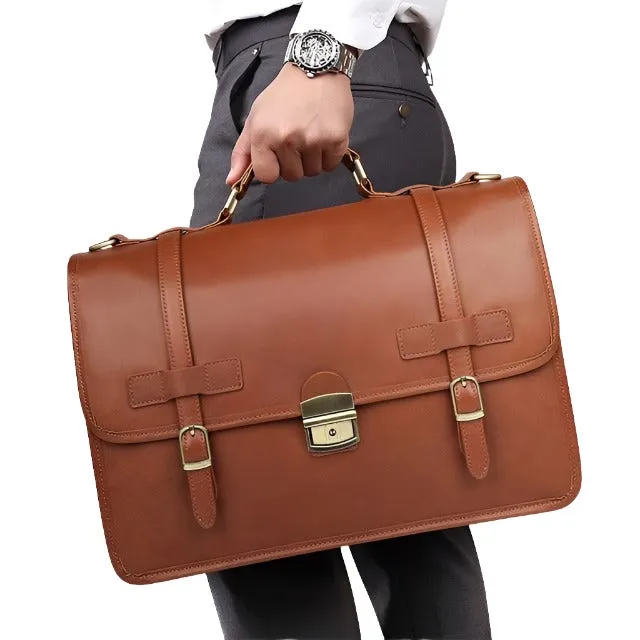 Luxury Leather Briefcase Male Genuine Leather Business