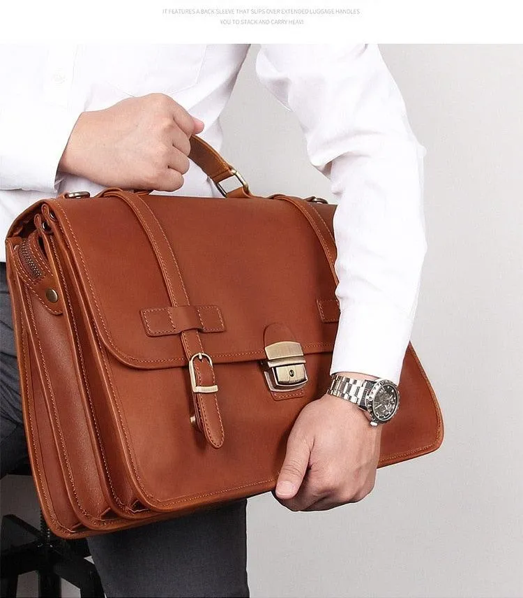 Luxury Leather Briefcase Male Genuine Leather Business