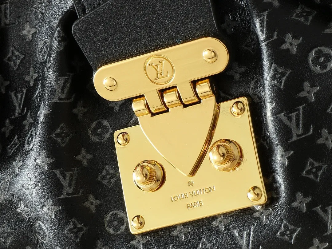 LV Nanogram Embossed Leather Clutch