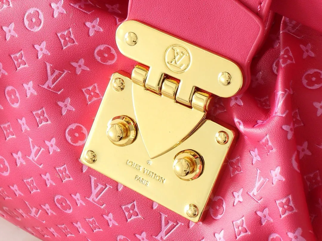 LV Nanogram Embossed Leather Clutch