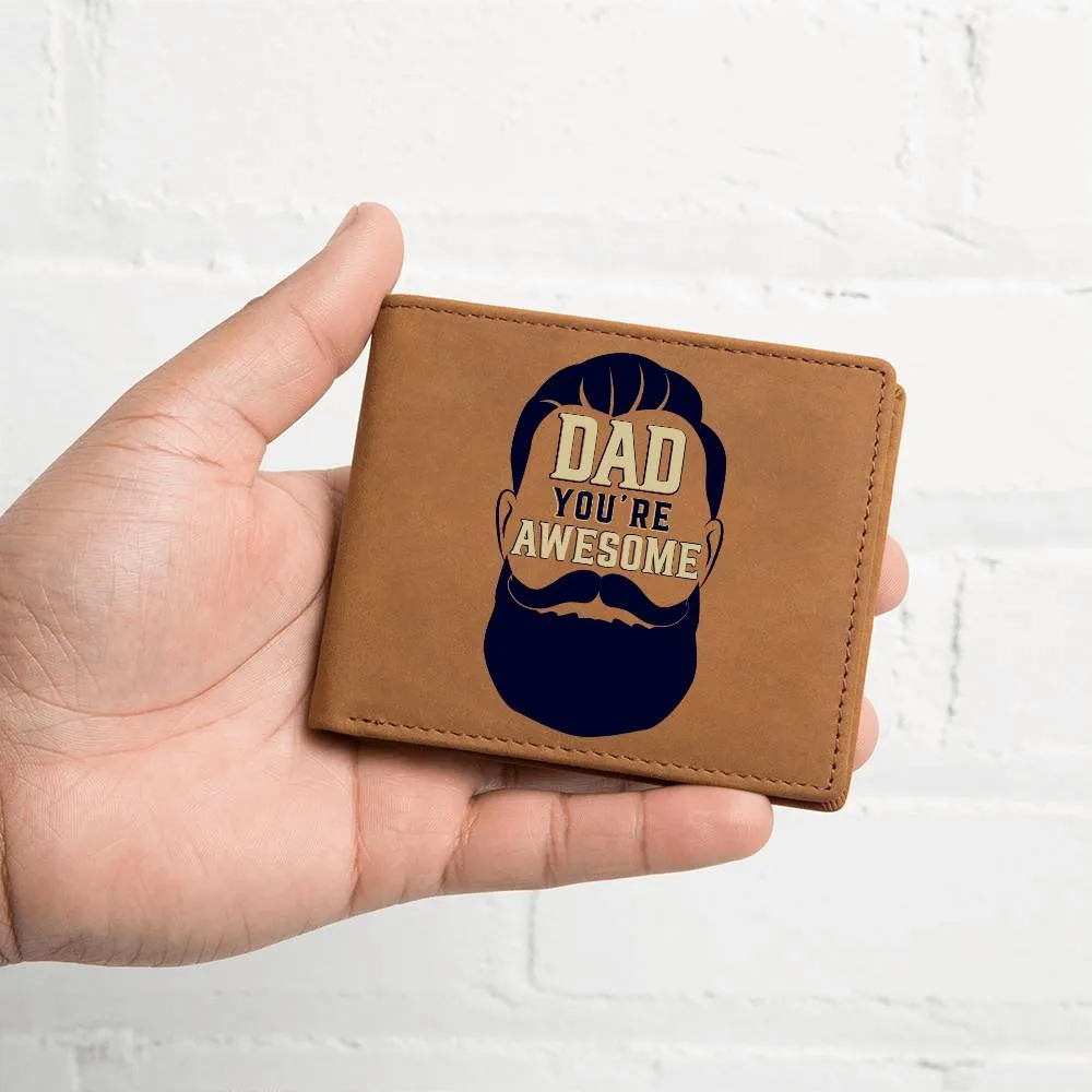 Men's Leather Wallet Dad Awesome