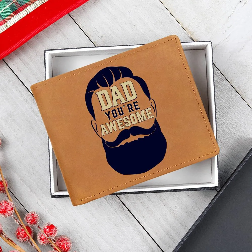 Men's Leather Wallet Dad Awesome