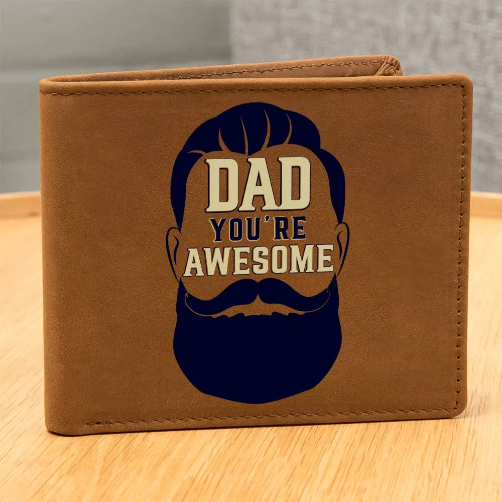 Men's Leather Wallet Dad Awesome