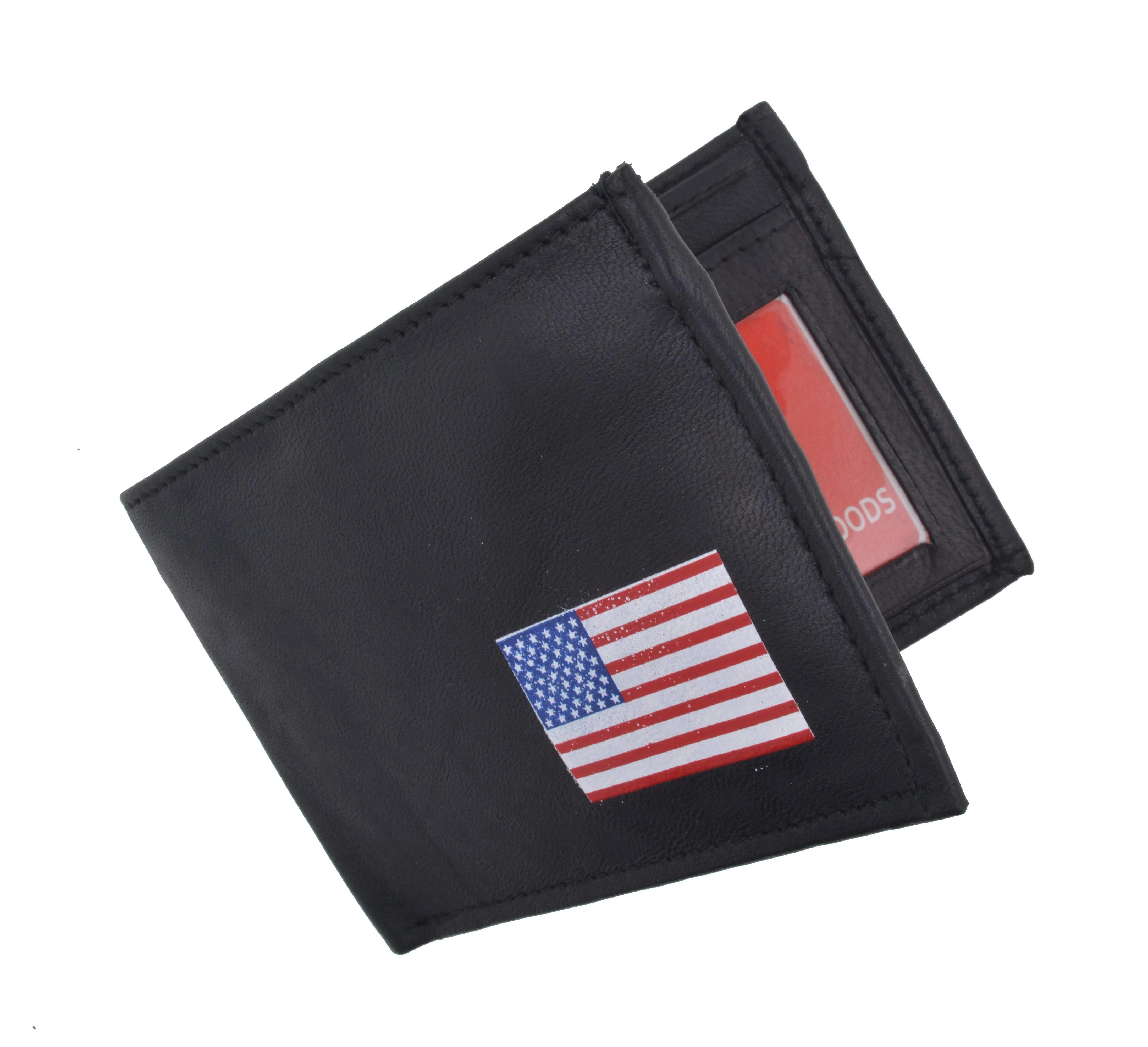 Mens Soft Leather USA Flag Patriotic Bifold Credit Card ID Wallet F 1160