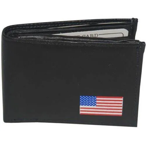 Mens Soft Leather USA Flag Patriotic Bifold Credit Card ID Wallet F 1160