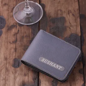 Minimalist Gray Wallet For Men With Name