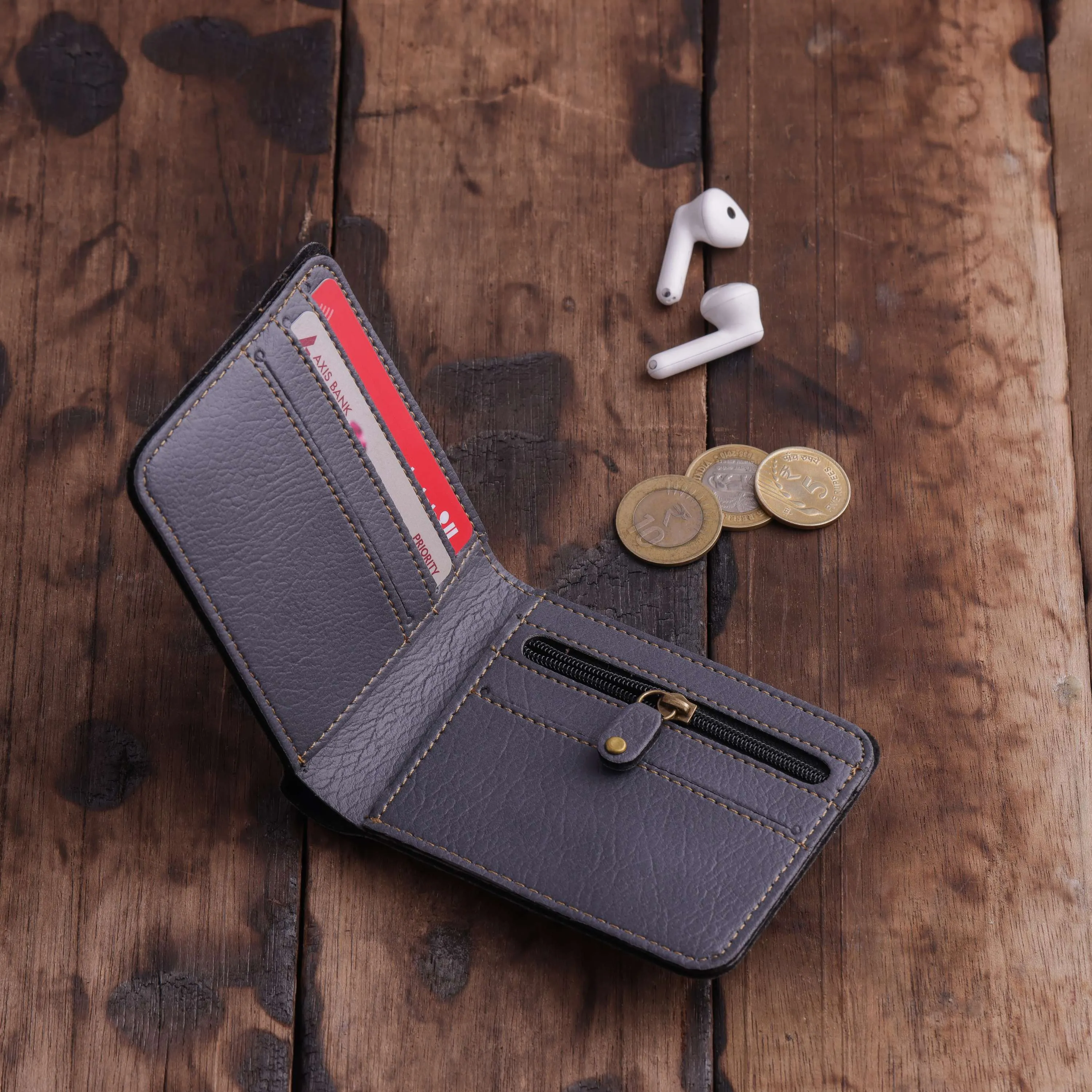 Minimalist Gray Wallet For Men With Name