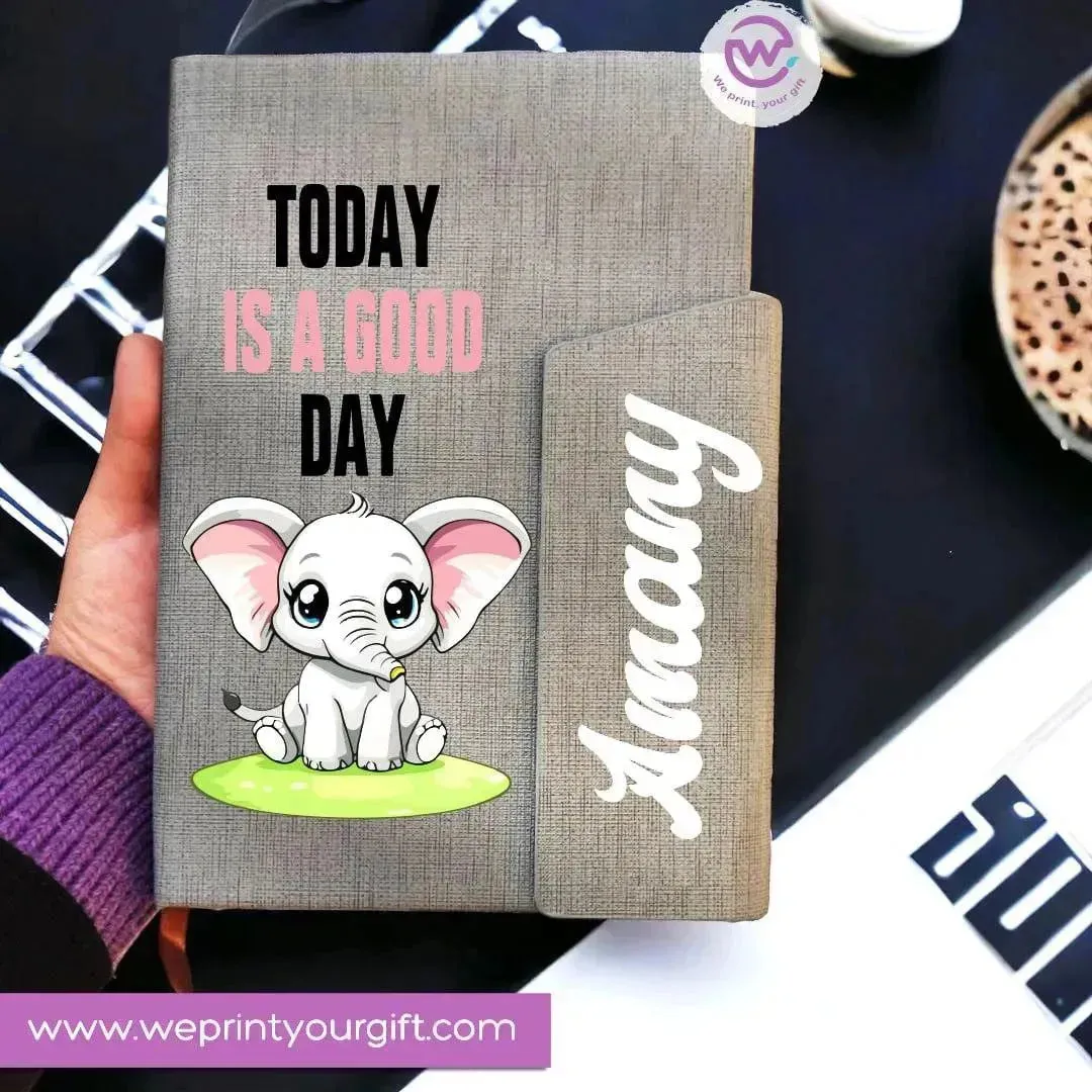 Notebook with magnetic closure-cute Elephant