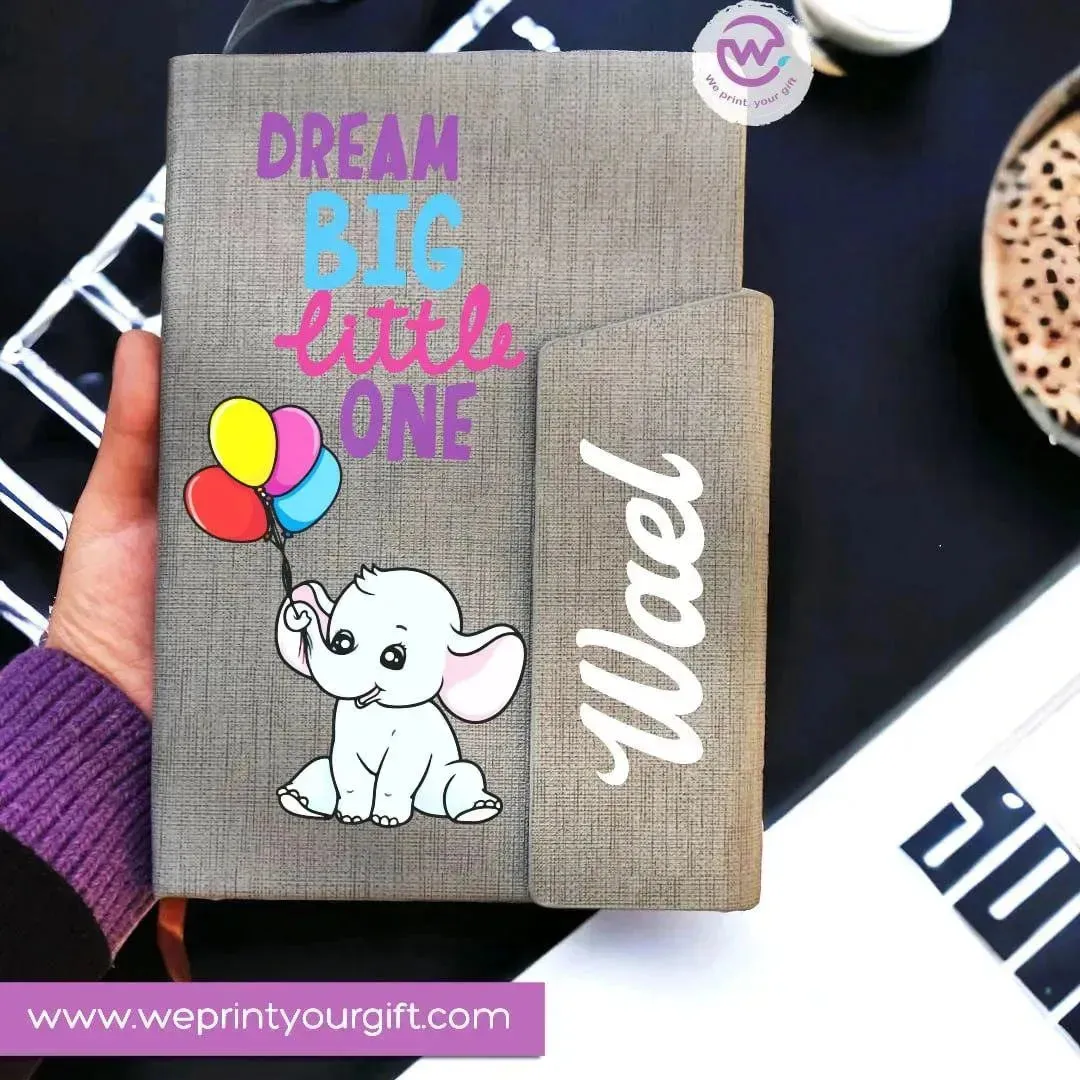 Notebook with magnetic closure-cute Elephant