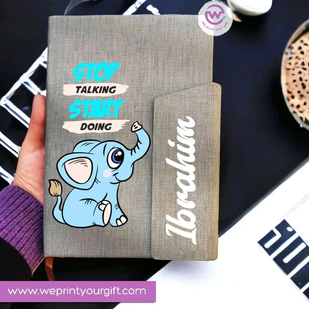 Notebook with magnetic closure-cute Elephant