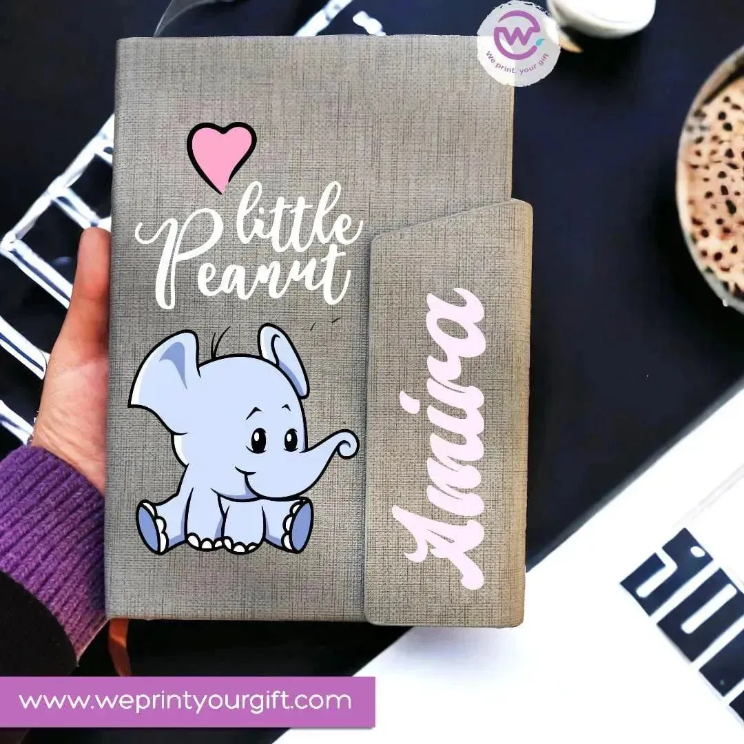 Notebook with magnetic closure-cute Elephant