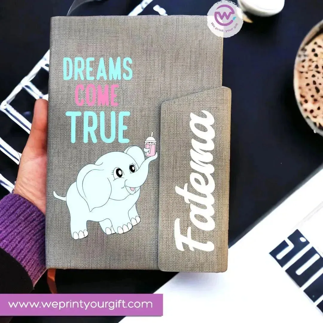 Notebook with magnetic closure-cute Elephant