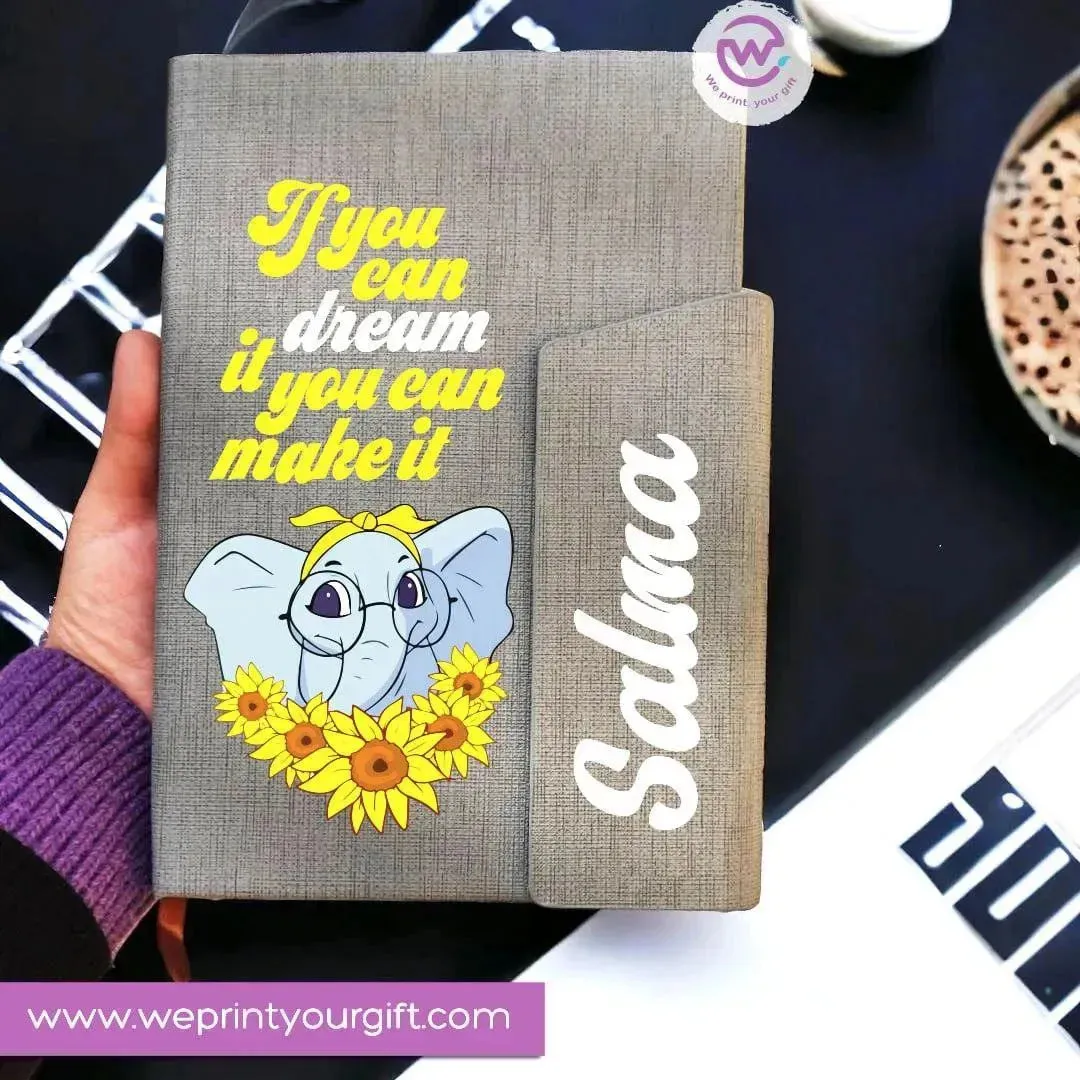 Notebook with magnetic closure-cute Elephant