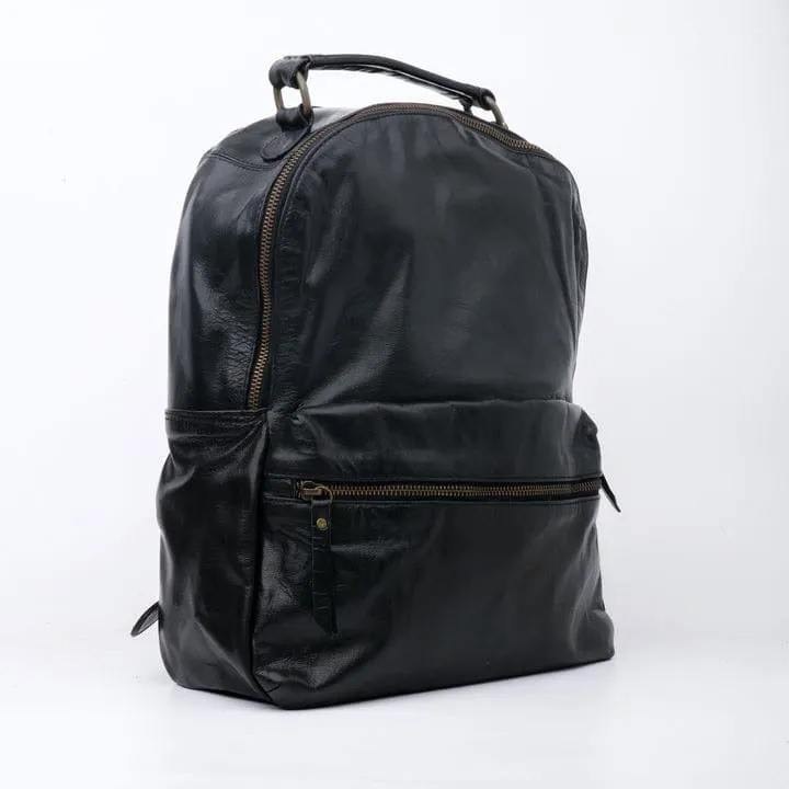 Quilted Leather Backpack in Black